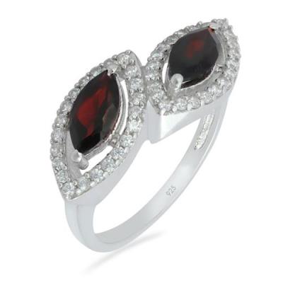 BUY REAL GARNET GEMSTONE HALO RING IN 925 SILVER